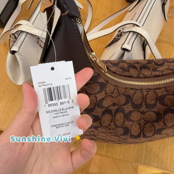 NWT Coach CCE49 Ella Shoulder Bag In Signature Chenille Gold Signature 2025 fall - Picture 4 of 9